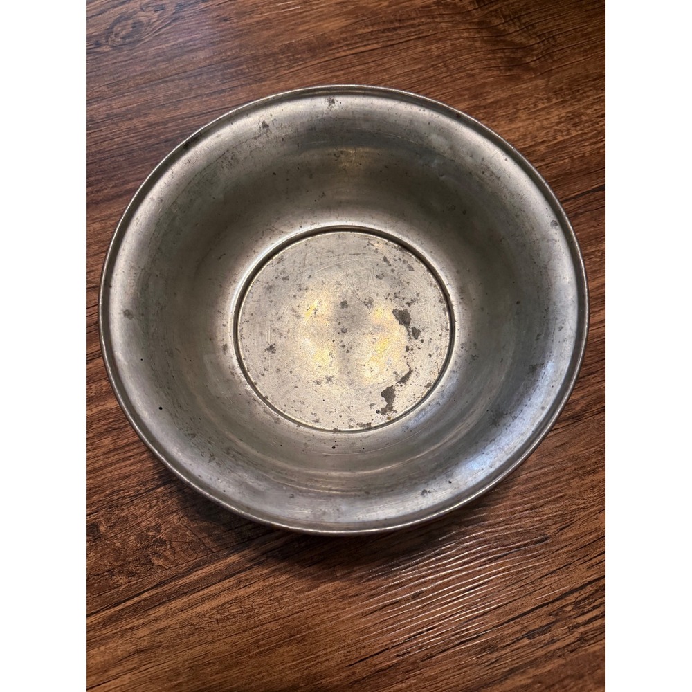 Old English Genuine Pewter Round Bowl 13 Windmill Hallmark Silver Gray Vintage